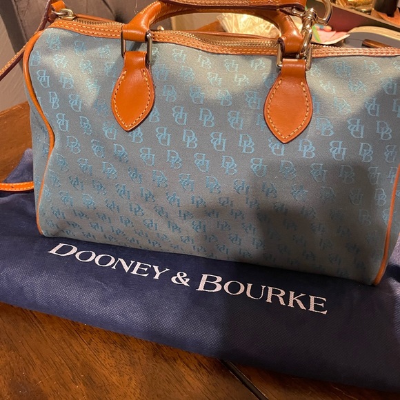Dooney & Bourke NWOT monogram barrel satchel in green/blue color. - Picture 2 of 7